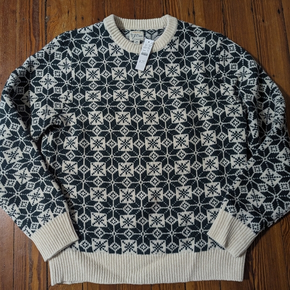 NWT JCrew 100% Lambswool Nordic Fair Isle crewneck sweater - M - Picture 2 of 12